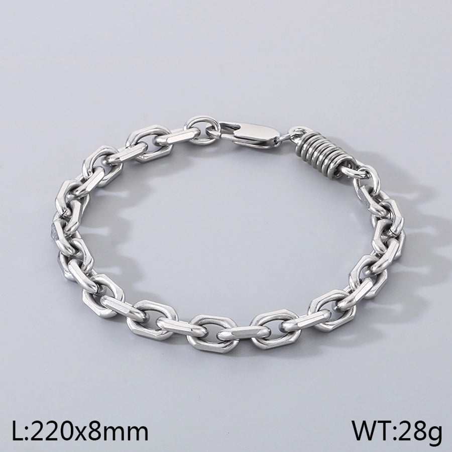 Simple Style Solid Color 304 Stainless Steel cable chain Bracelets In Bulk