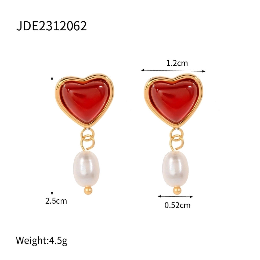 Jewelry Casual Exaggerated Heart Shape 304 Stainless Steel 18K Gold Plated Rings Bracelets Necklace