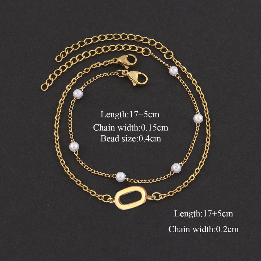 Elegant Simple Style Classic Style Letter 201 Stainless Steel 304 Stainless Steel Artificial Pearl Bracelets In Bulk