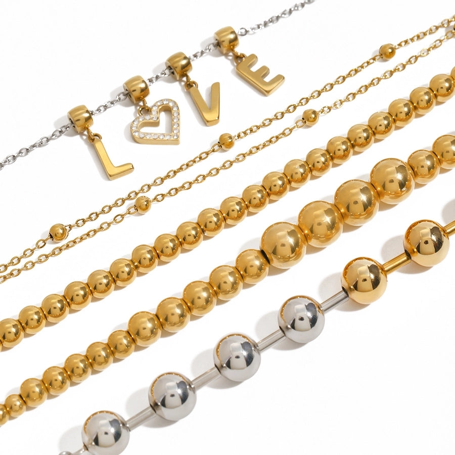 Streetwear Geometric 304 Stainless Steel 18K Gold Plated ball chain Bracelets In Bulk