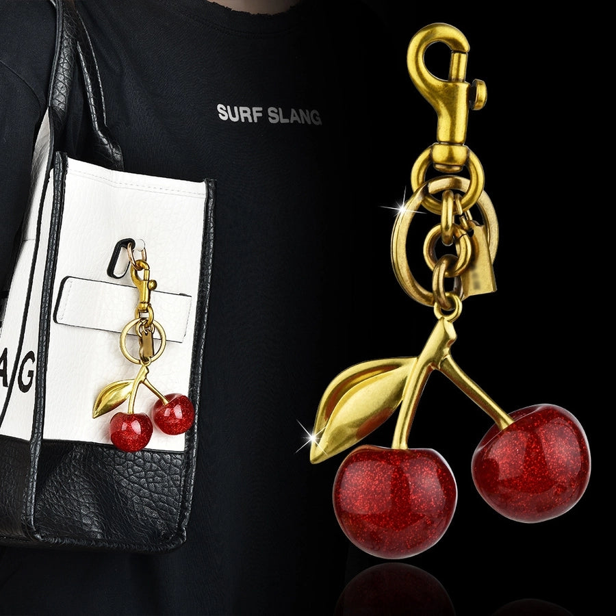 Artificial Crystal Alloy Cherry Bag Charms