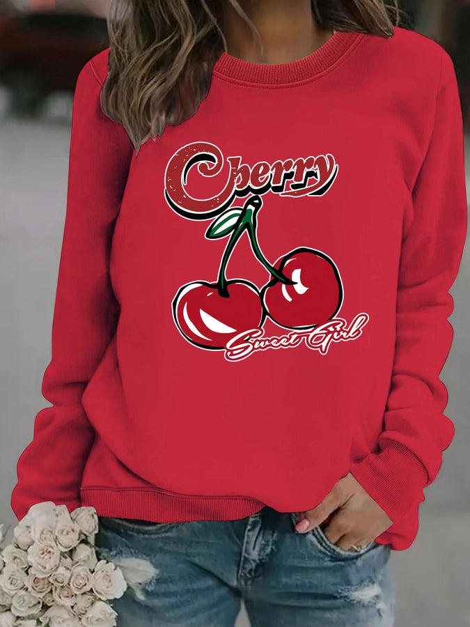 Hoodies & Sweatshirts Long Sleeve Printing Streetwear Cherry