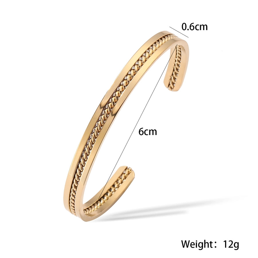 Retro Simple Style Commute Solid Color 304 Stainless Steel 18K Gold Plated Cuff Bracelets In Bulk Stainless Steel Bracelets