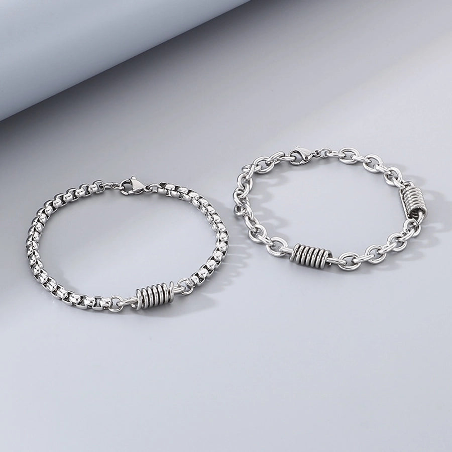 Simple Style Solid Color 304 Stainless Steel 18K Gold Plated cable chain Bracelets In Bulk