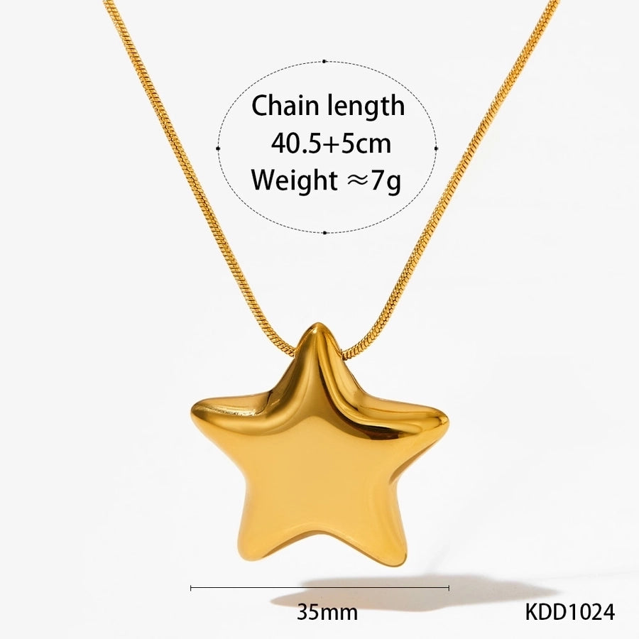 304 Stainless Steel 16K Gold Plated White Gold Plated Gold Plated Simple Style Classic Style Polishing Plating Star Earrings Necklace