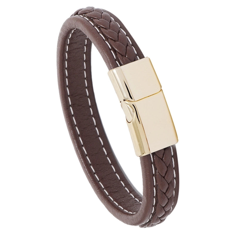 new brown casual simple braided leather bracelet