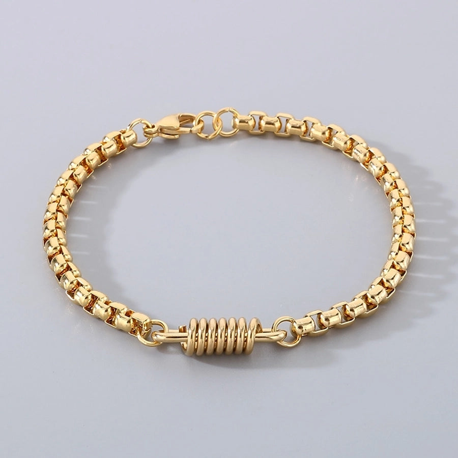 Simple Style Solid Color 304 Stainless Steel 18K Gold Plated cable chain Bracelets In Bulk