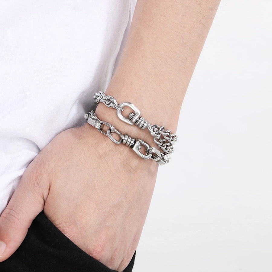 Simple Style Geometric 304 Stainless Steel Cuban Link Chain Curb Chain Bracelets In Bulk