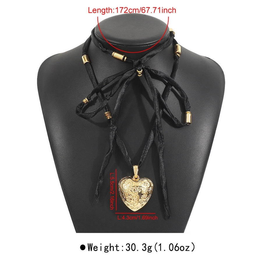 Casual Elegant Streetwear Heart Shape CCB Cloth  Pendant Necklace