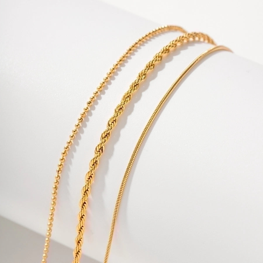 304 Stainless Steel 18K Gold Plated Simple Style Classic Style Plating Solid Color Bracelets