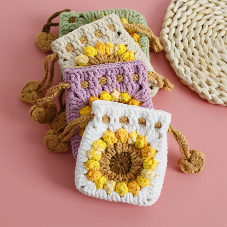 Women's Flower yarn Lace-Up Coin Purses