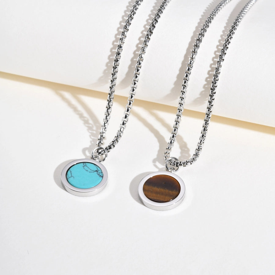 Elegant Simple Style Geometric Natural Stone 304 Stainless Steel  Pendant Necklace