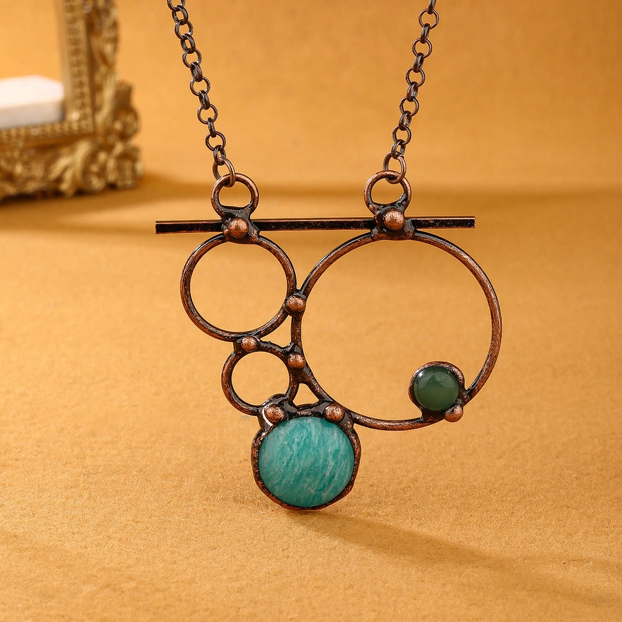 Amazonite Copper Irregular Natural Stone Pendant Necklace