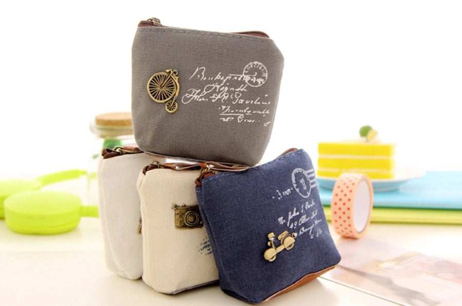 women's letter canvas zipper wallets