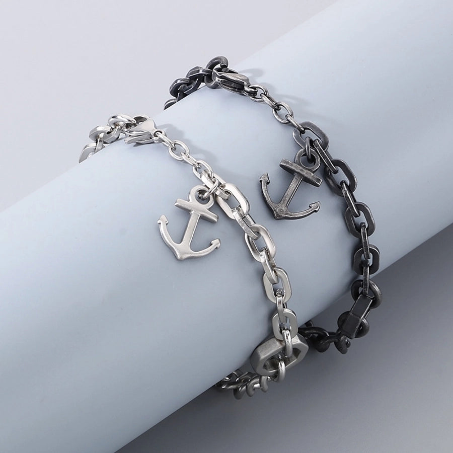 Simple Style Anchor 304 Stainless Steel cable chain Bracelets In Bulk