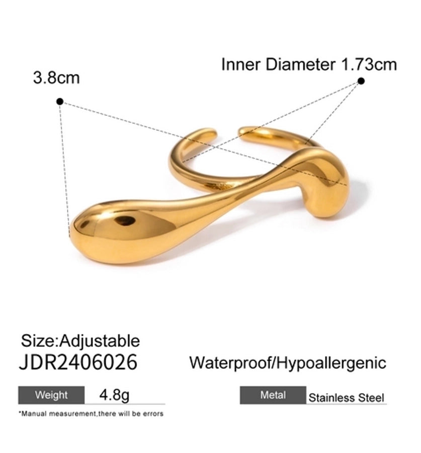 Jewelry Vacation Simple Style IG Style Water Droplets 316 Stainless Steel  18K Gold Plated Plating Open Rings