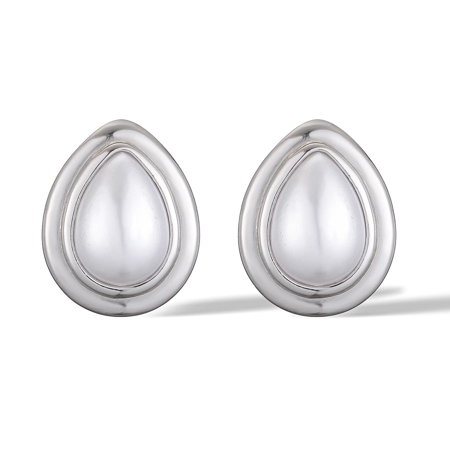 1 Pair Retro Simple Style Water Droplets Plating Inlay 304 Stainless Steel Pearl 18K Gold Plated Ear Studs