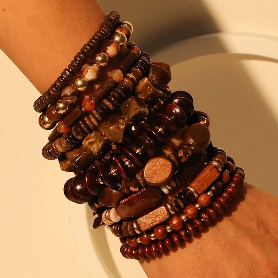 Retro Round Square Rectangle CCB Arylic Wood Beaded Chain Beaded Bracelets