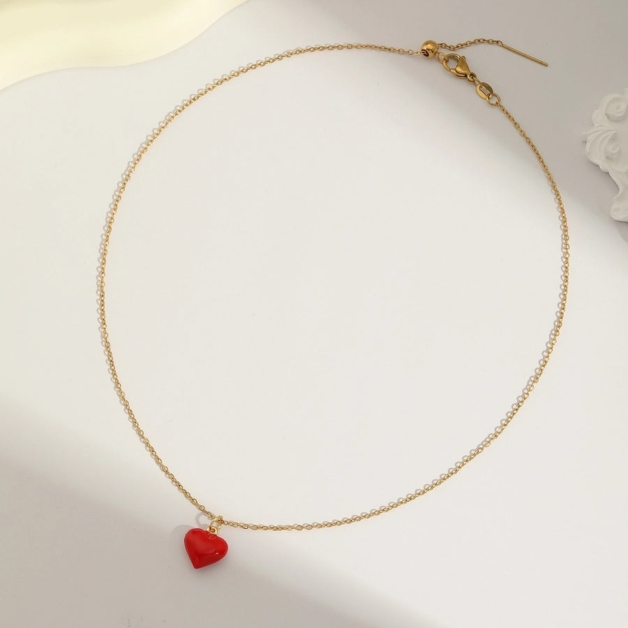 1 Piece 25.3MM Hole 1~1.9mm Copper 18K Gold Plated Heart Shape Polished Pendant Chain Jewelry Accessories