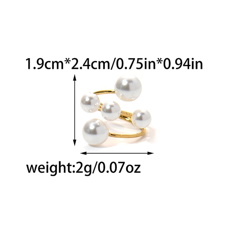 Jewelry Elegant Triangle 304 Stainless Steel Artificial Pearls Zircon 14K Gold Plated Plating Inlay Open Rings