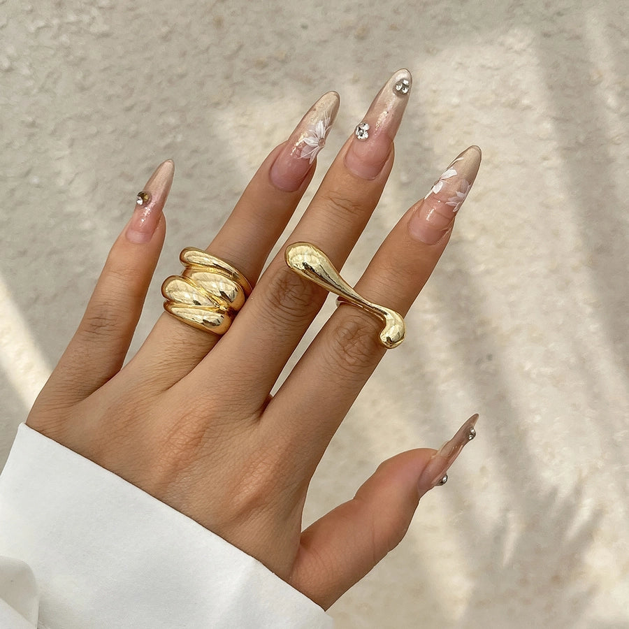 Elegant Geometric Imitation Pearl Alloy Plating Women's Rings