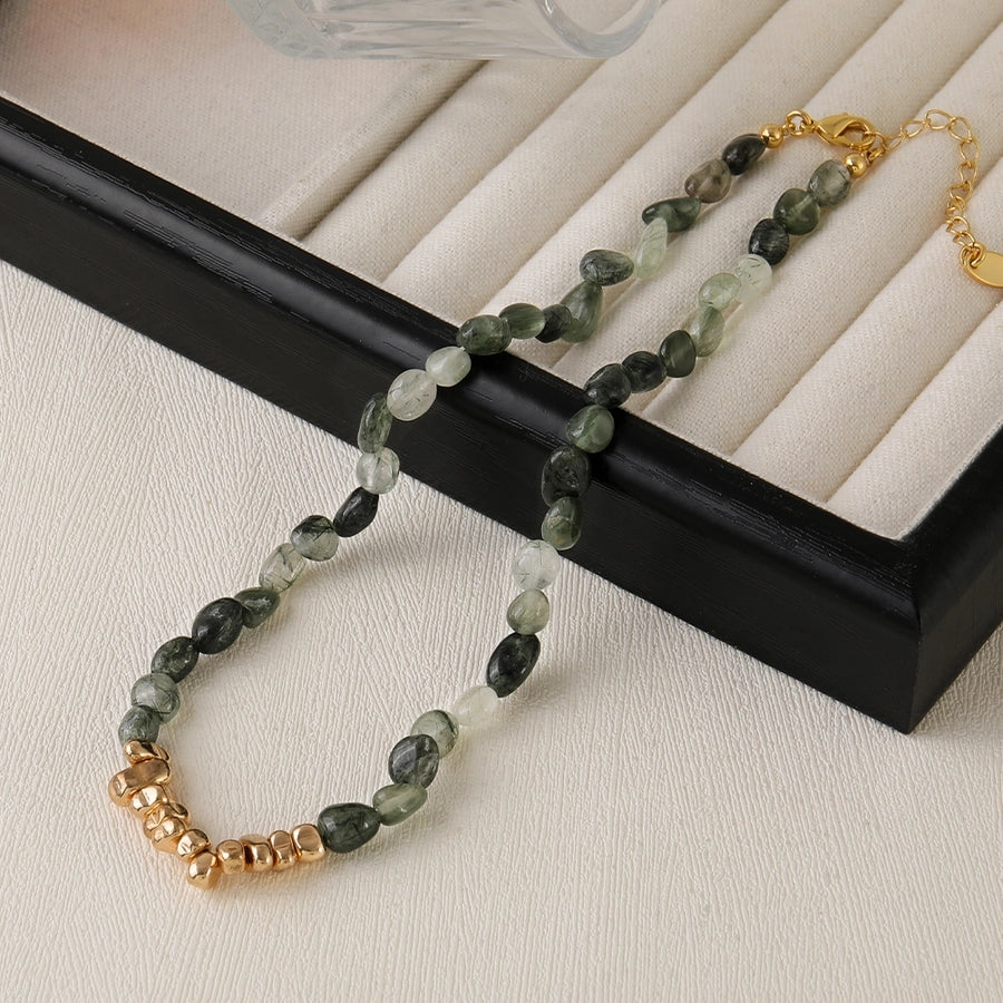 Casual Cute Commute Irregular natural stone Copper Beaded Chain Necklace In Bulk Natural stone necklace