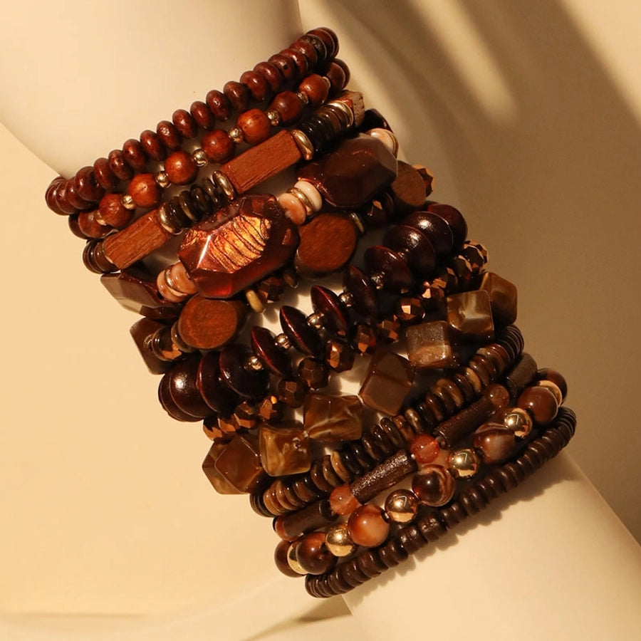 Retro Round Square Rectangle CCB Arylic Wood Beaded Chain Beaded Bracelets