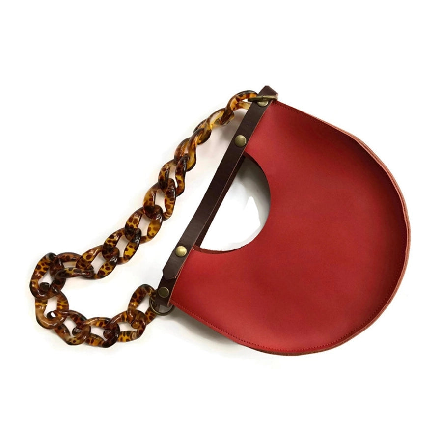 Yellow Red Green PU Geometric Saddle Shape Clutches