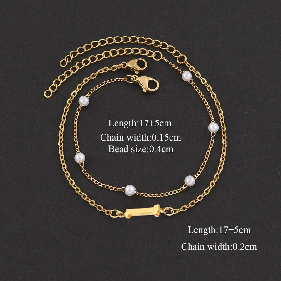 Elegant Simple Style Classic Style Letter 201 Stainless Steel 304 Stainless Steel Artificial Pearl Bracelets In Bulk