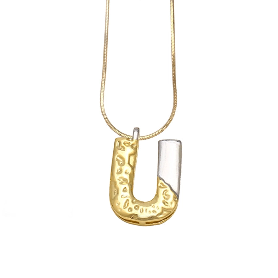 Copper 18K Gold Plated Plating Letter Pendant Necklace