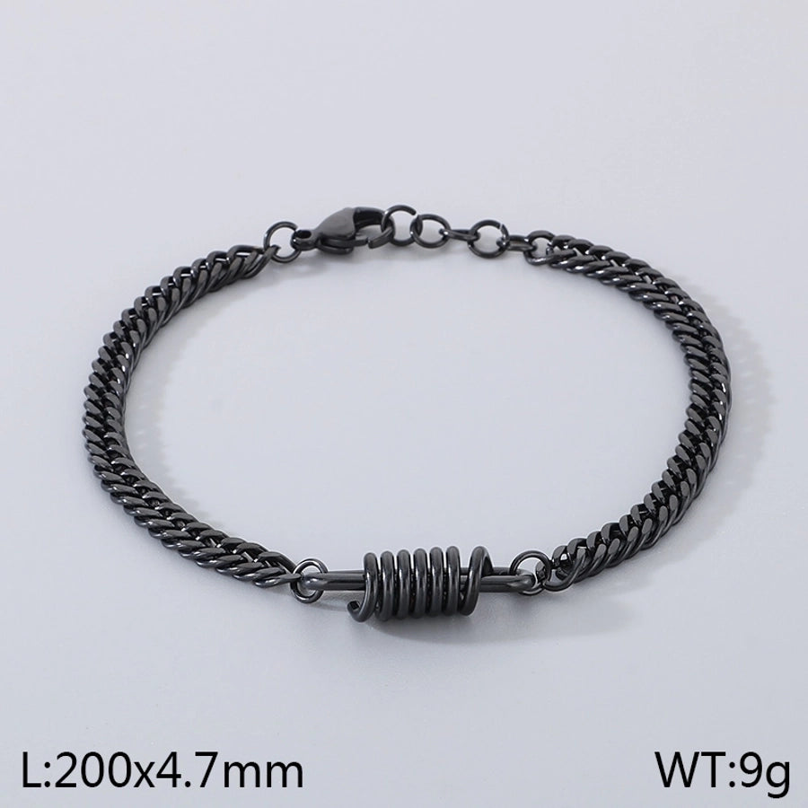 Simple Style Solid Color 304 Stainless Steel 18K Gold Plated cable chain Bracelets In Bulk