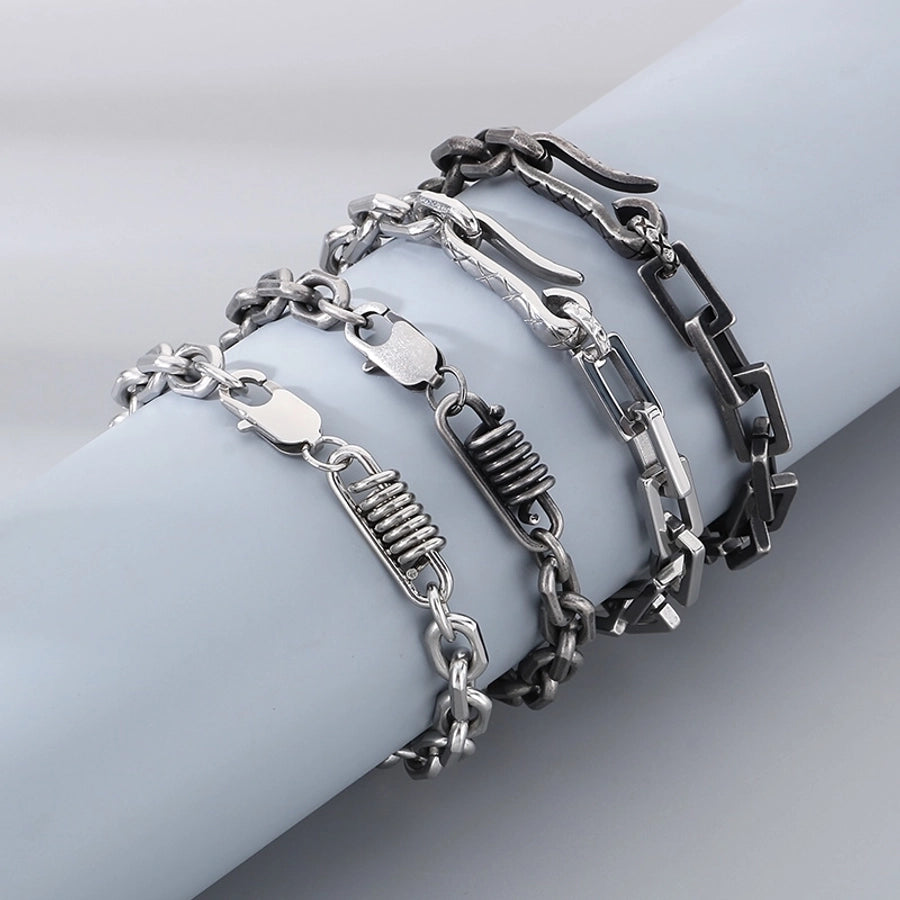 Simple Style Solid Color 304 Stainless Steel cable chain Bracelets In Bulk