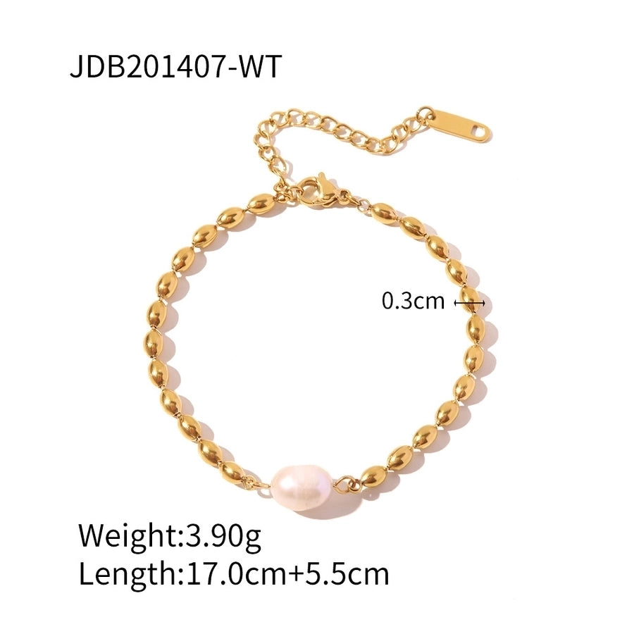 Streetwear Geometric 304 Stainless Steel 18K Gold Plated ball chain Bracelets In Bulk