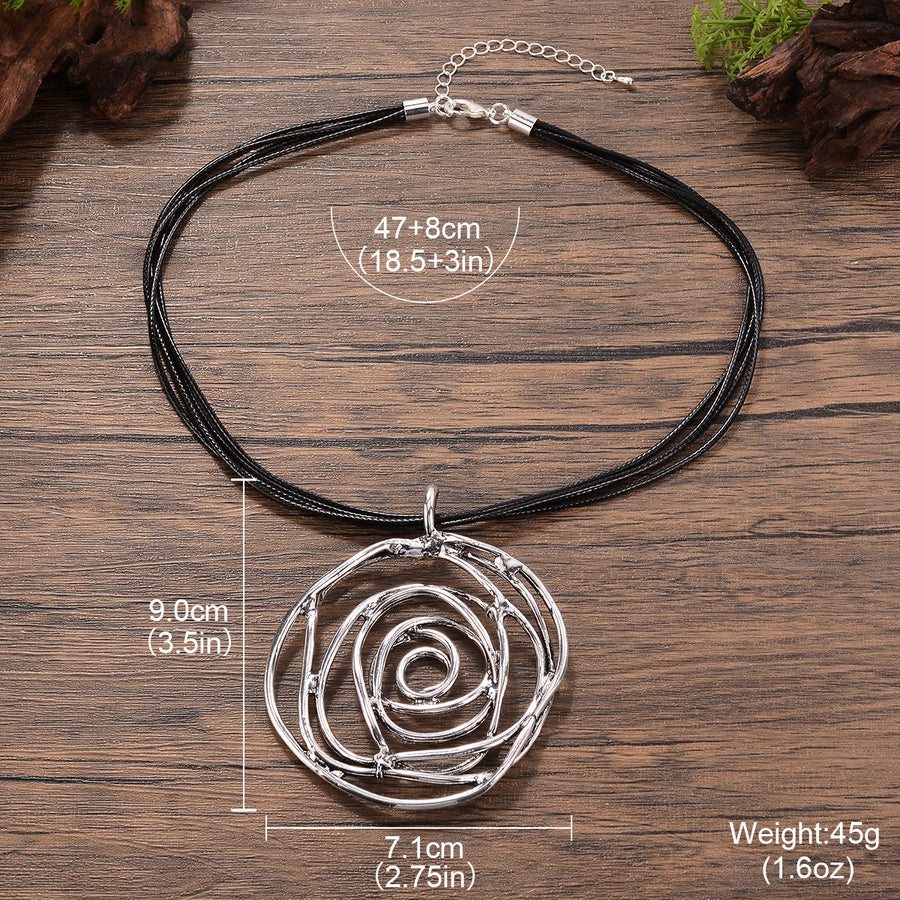 Retro Flower Alloy  Pendant Necklace