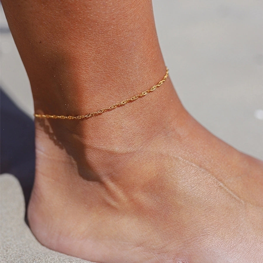 simple style geometric stainless steel plating 18k gold plated women's anklet