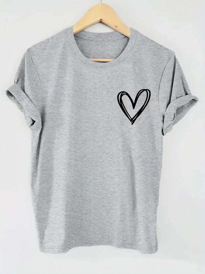 Women's T-shirt Short Sleeve T-Shirts Vacation Simple Style Heart Shape