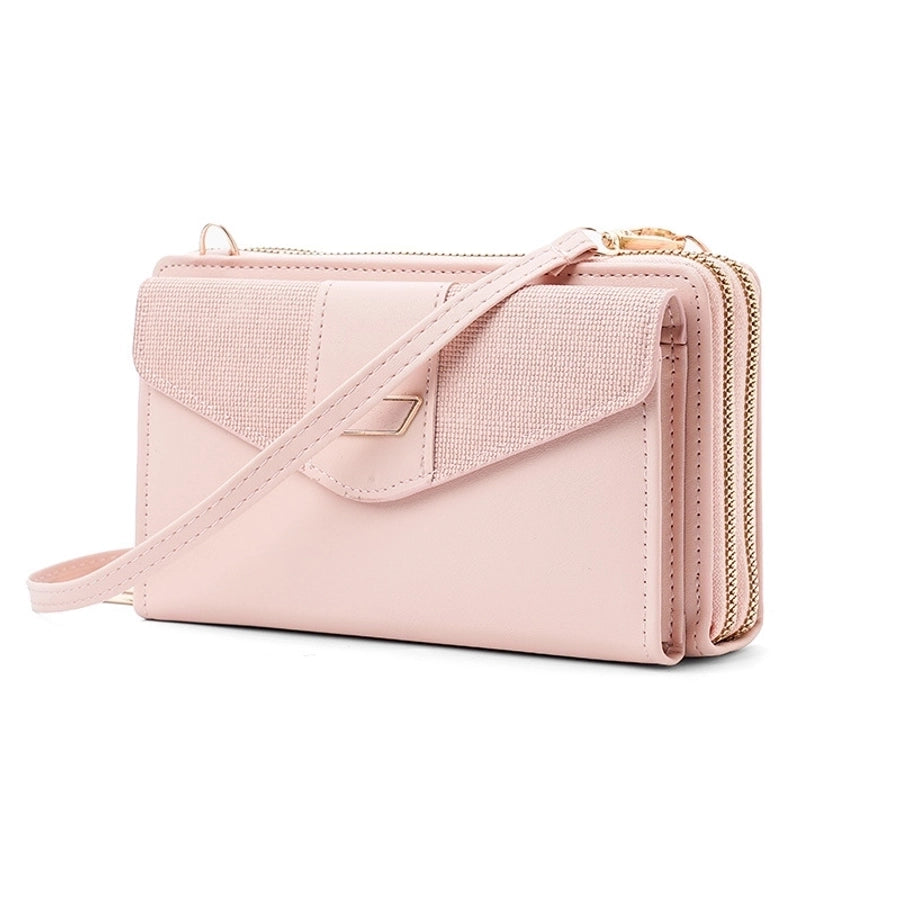 women's pu leather color block elegant classic style square buckle crossbody bag