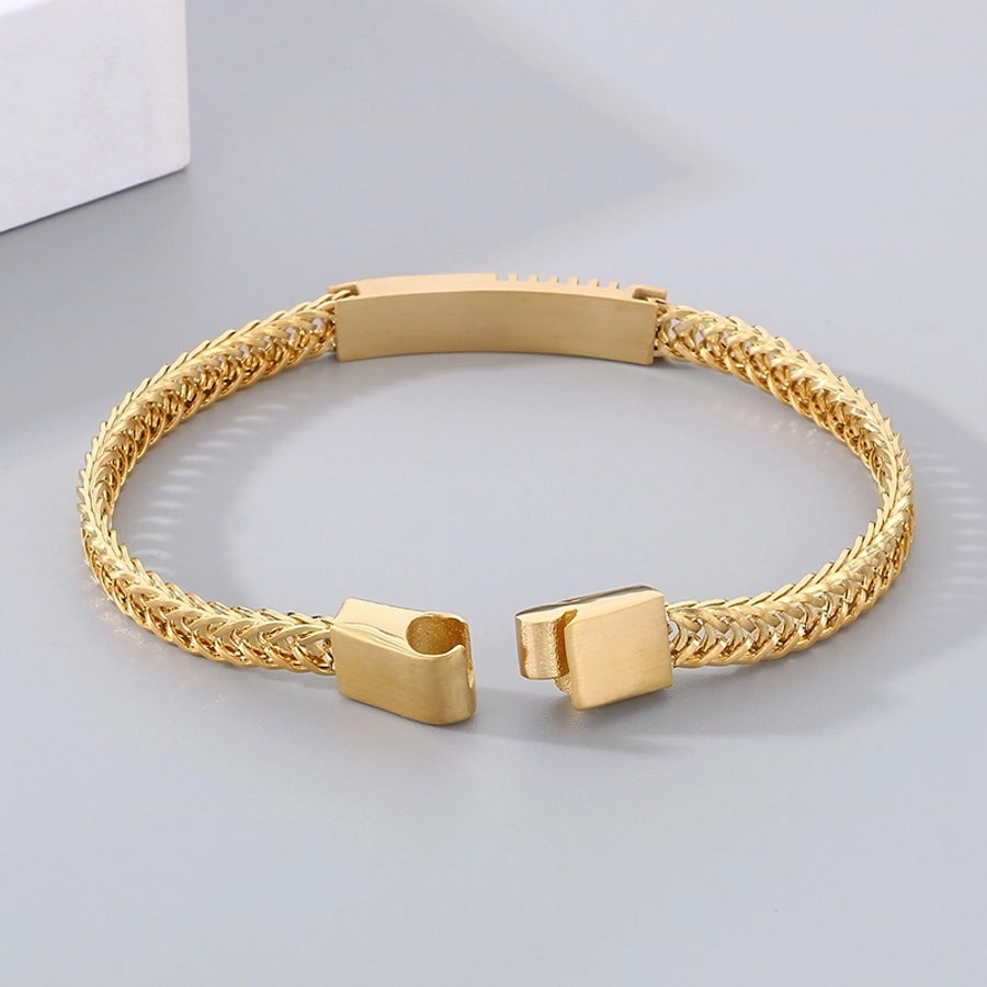 Simple Style Geometric 304 Stainless Steel 18K Gold Plated Cuban Link Chain Curb Chain cable chain Bracelets In Bulk