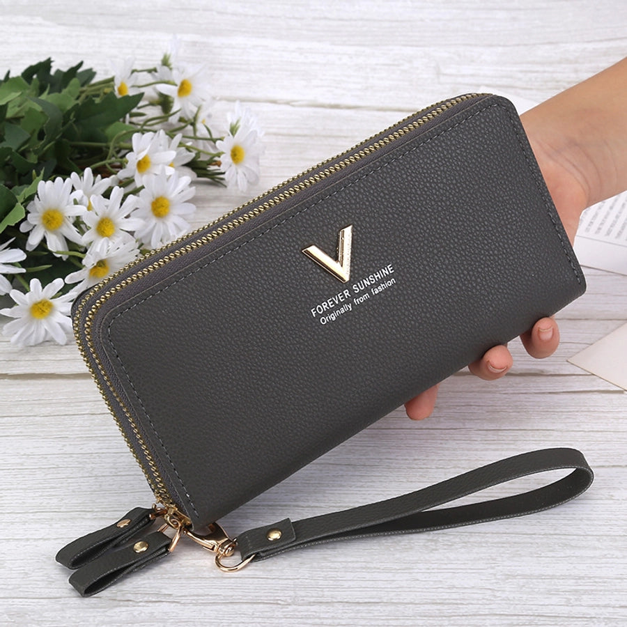 women's letter pu leather zipper wallets