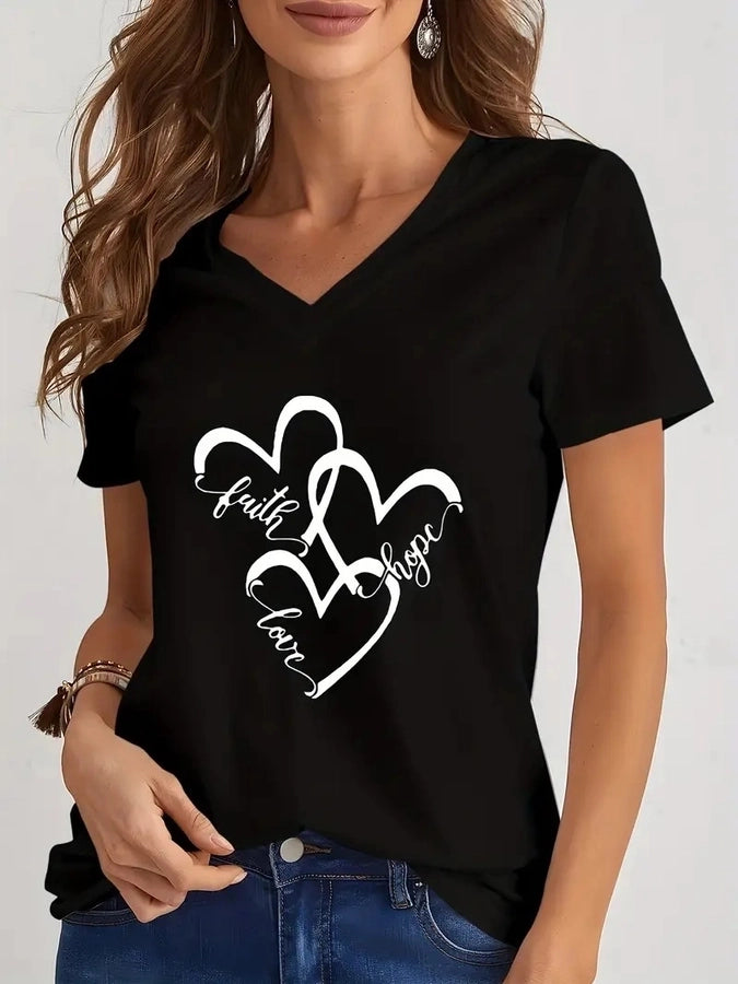 Women's T-shirt Short Sleeve T-Shirts Vacation Simple Style Heart Shape