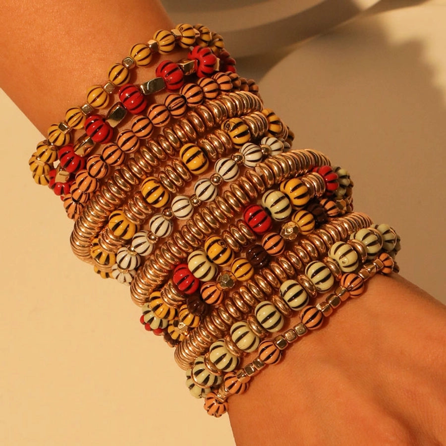 Retro Pumpkin CCB Arylic Beaded Chain Beaded Bracelets