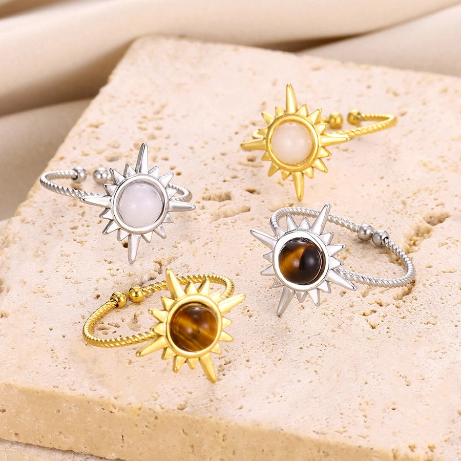 Jewelry Bohemian Sun 304 Stainless Steel 18K Gold Plated Open Rings