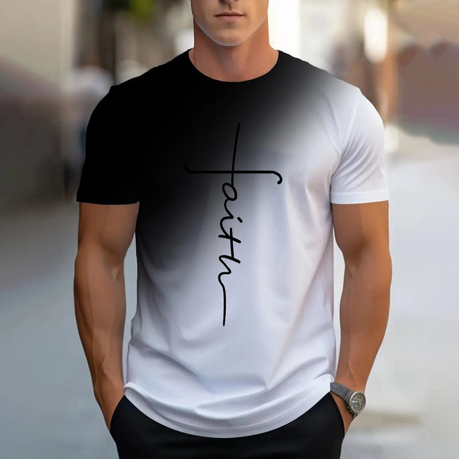 Men's Letter Casual Basic Classic Style Round Neck Short Sleeve Regular Fit Men's T-shirt