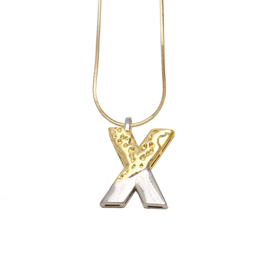 Copper 18K Gold Plated Plating Letter Pendant Necklace