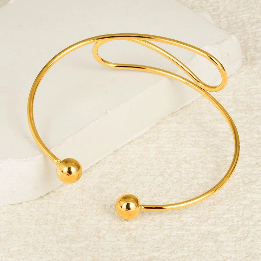 IG Style Simple Style Solid Color 304 Stainless Steel 18K Gold Plated Bangle In Bulk Stainless Steel Bracelets