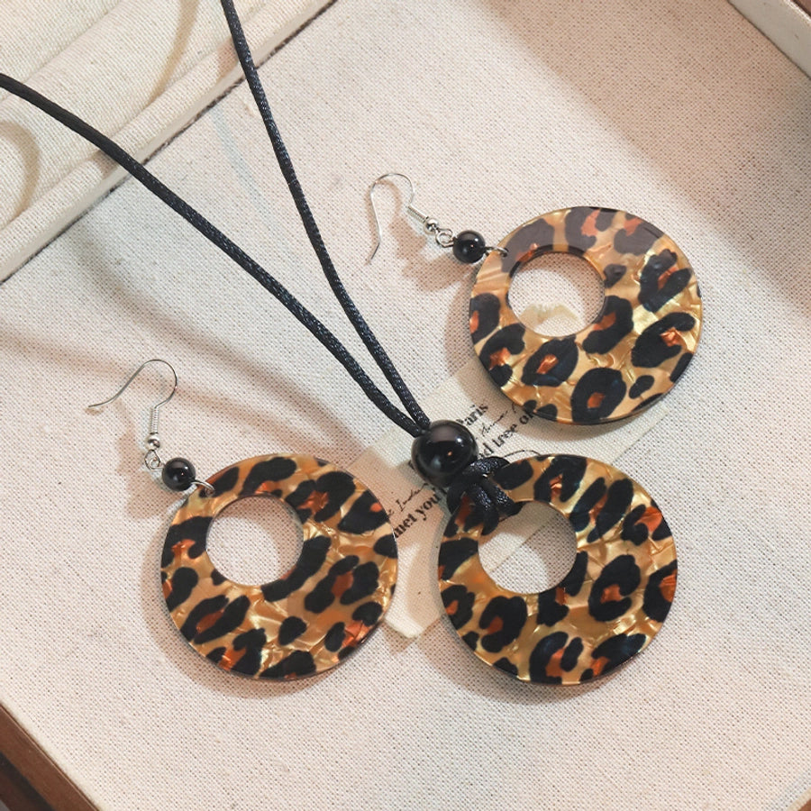 Simple Style Streetwear Leopard Arylic rope Women's Earrings Necklace