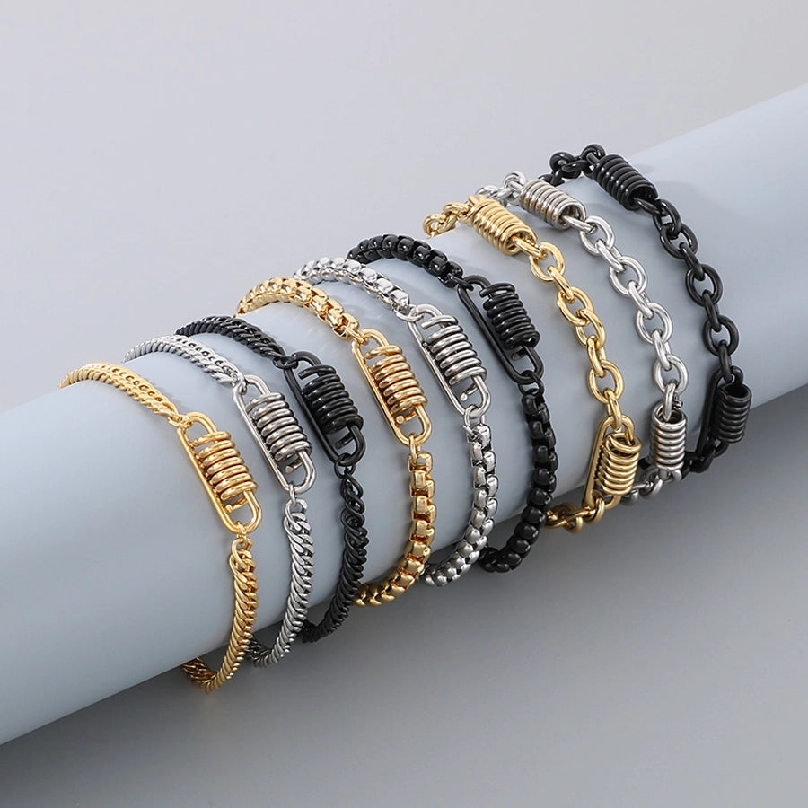 Simple Style Solid Color 304 Stainless Steel 18K Gold Plated cable chain Bracelets In Bulk