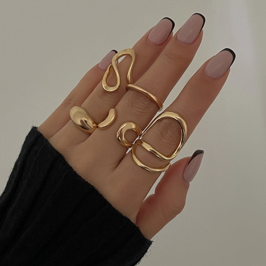 Classic Style Geometric Alloy Plating Women's Open Rings