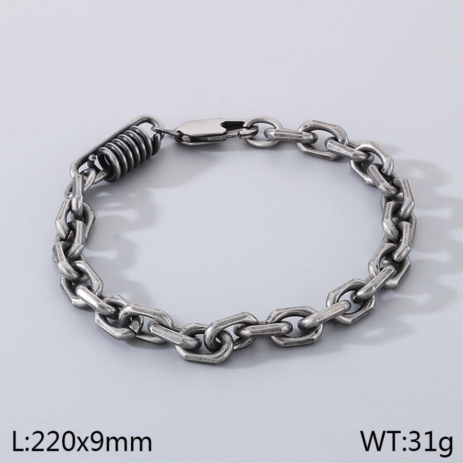 Simple Style Solid Color 304 Stainless Steel cable chain Bracelets In Bulk