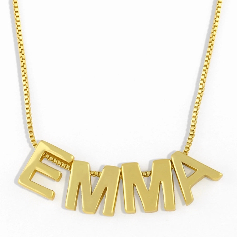 fashion letter copper 18k gold plated necklace in bulk